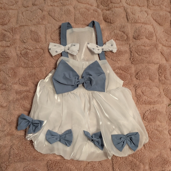 🐾 New Size XL Dog Dress - adorable White and Blue Bow Dog Dress - Cat Dress🐾 - Picture 1 of 14